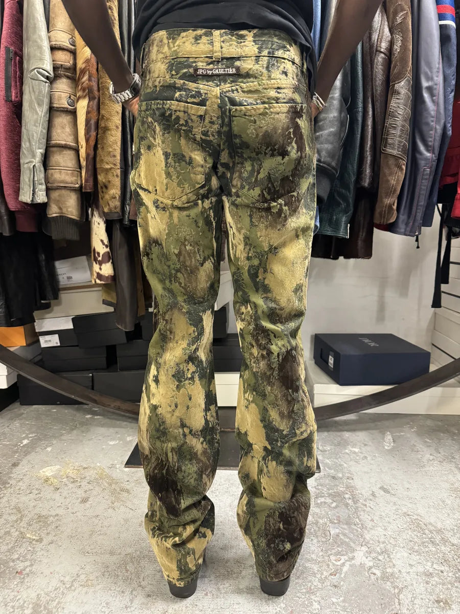 2000s Jean Paul Gaultier Earth Eroded Green Velvet Pants XBAriSq 2