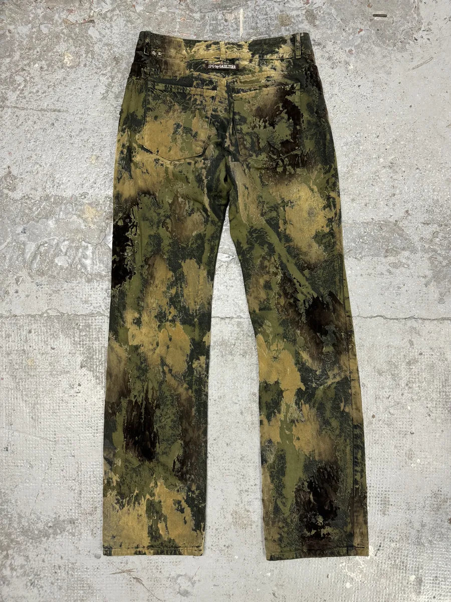2000s Jean Paul Gaultier Earth Eroded Green Velvet Pants XBAriSq 4