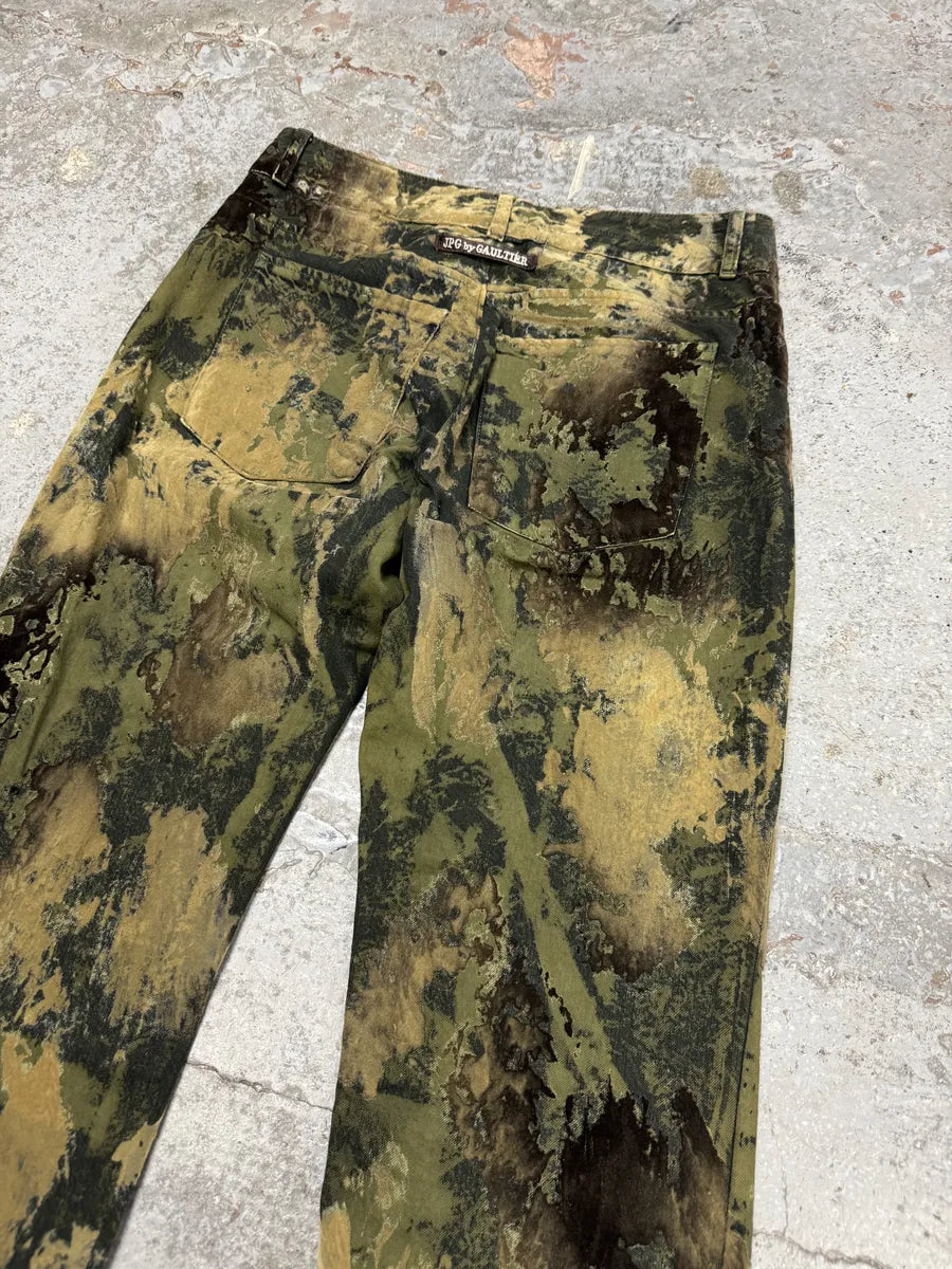 2000s Jean Paul Gaultier Earth Eroded Green Velvet Pants XBAriSq 5
