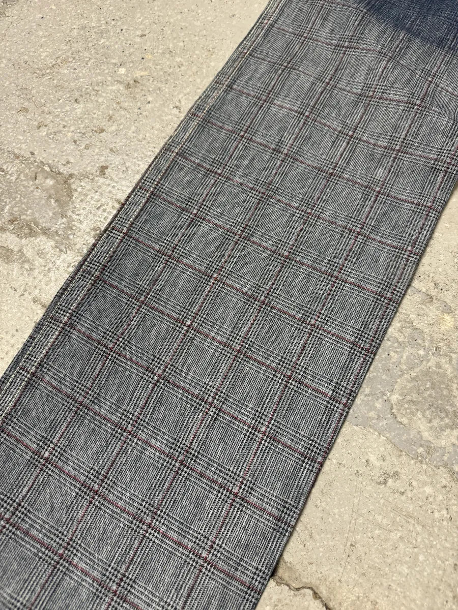 2000s Jean Paul Gaultier Faded Blue Tartan Blurred Pants (L/XL) KwiDXEd 6