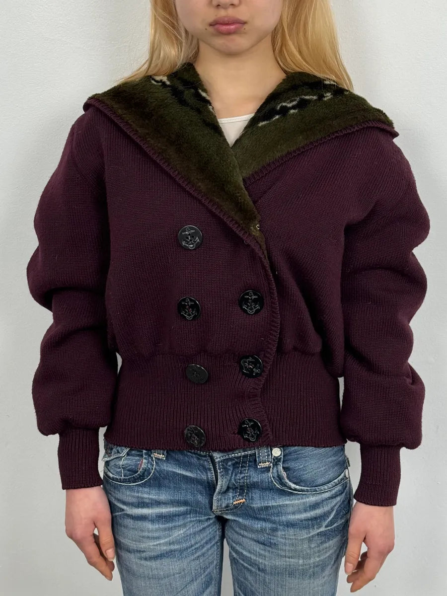 2000s Jean Paul Gaultier Faux Fur Khaki & Bordeaux Hooded Reversible Bomber Jacket UtqUGWl 3