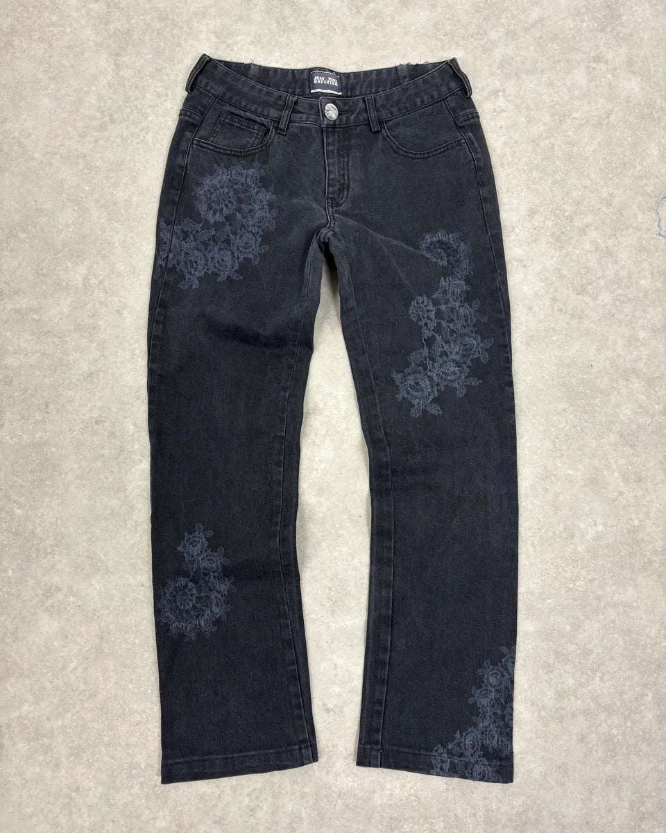 2000s Jean Paul Gaultier Fossils Deep Blue Denim Jeans vzfDuXQ 0