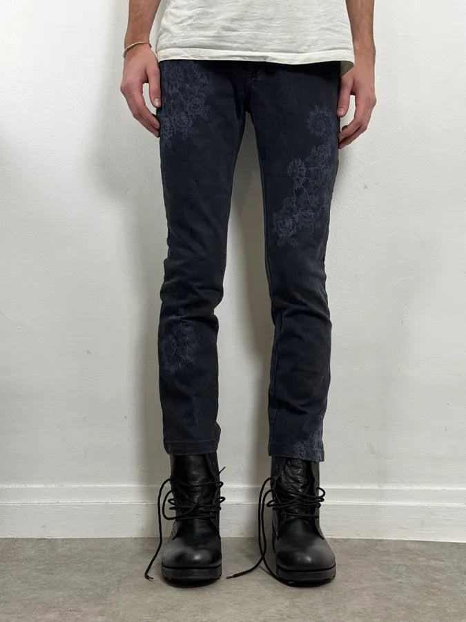 2000s Jean Paul Gaultier Fossils Deep Blue Denim Jeans vzfDuXQ 1
