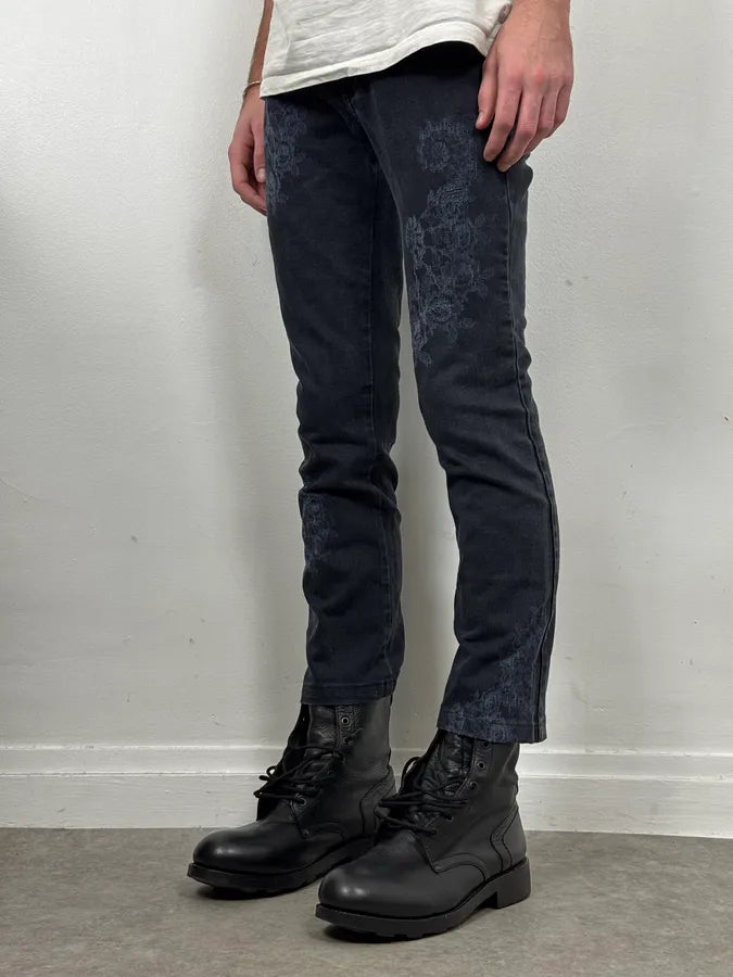 2000s Jean Paul Gaultier Fossils Deep Blue Denim Jeans vzfDuXQ 2