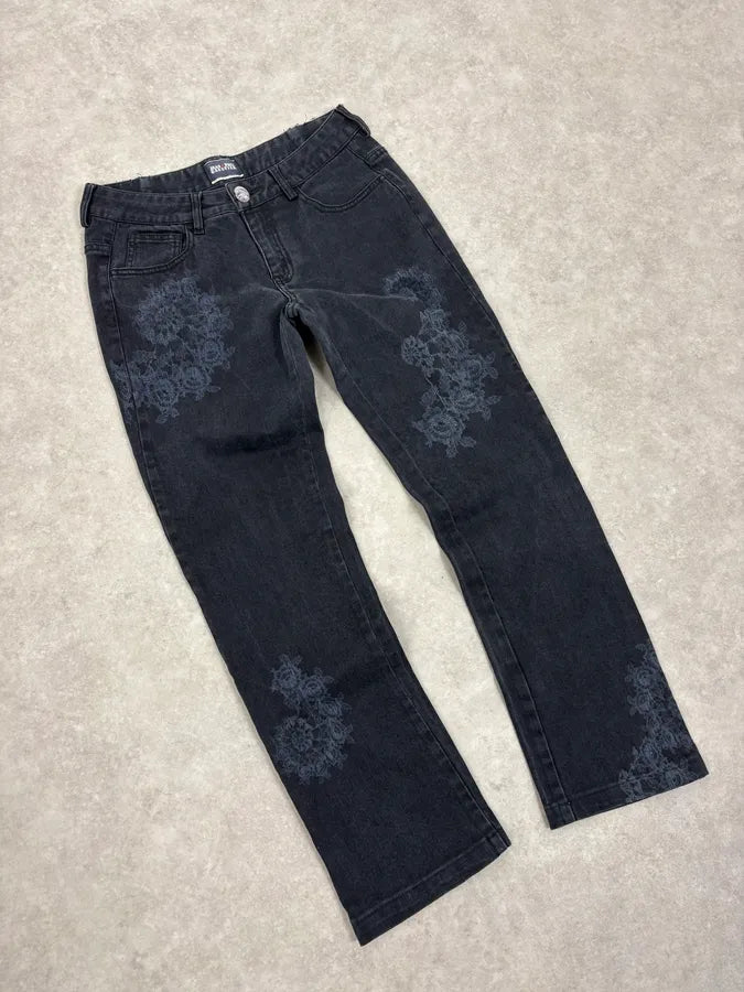 2000s Jean Paul Gaultier Fossils Deep Blue Denim Jeans vzfDuXQ 4
