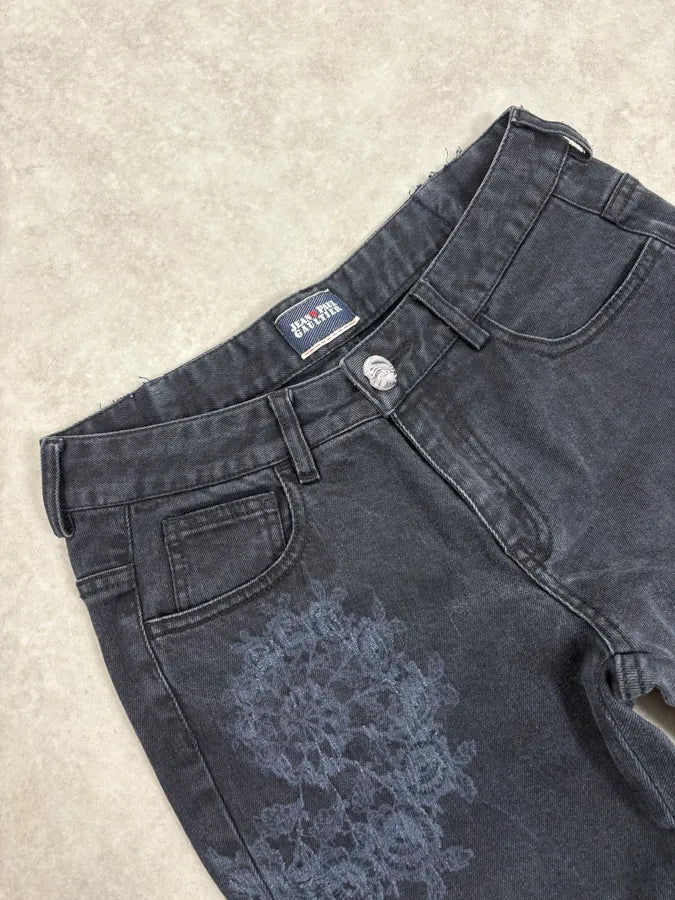 2000s Jean Paul Gaultier Fossils Deep Blue Denim Jeans vzfDuXQ 5