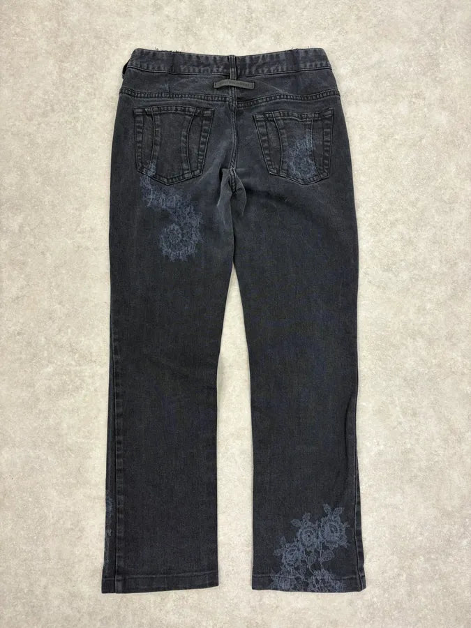 2000s Jean Paul Gaultier Fossils Deep Blue Denim Jeans vzfDuXQ 6