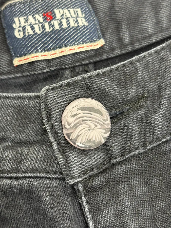 2000s Jean Paul Gaultier Fossils Deep Blue Denim Jeans vzfDuXQ 8