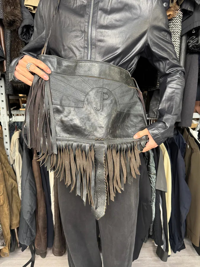 2000s Jean Paul Gaultier Fringe Brown Leather Handle Bag mxWTNxt 2