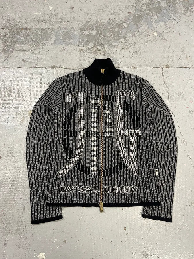 2000s Jean Paul Gaultier Grey Propaganda Zip-up Sweater rTcHaJh 3