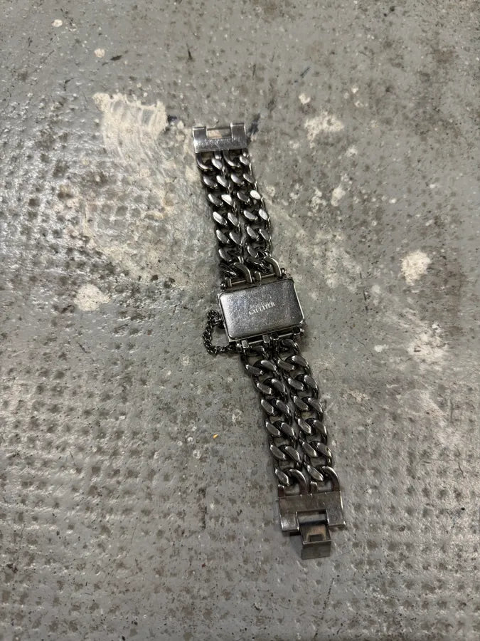 2000s Jean Paul Gaultier Grey Silver Steel 2 Chains Watch (OS) mfkpSot 7