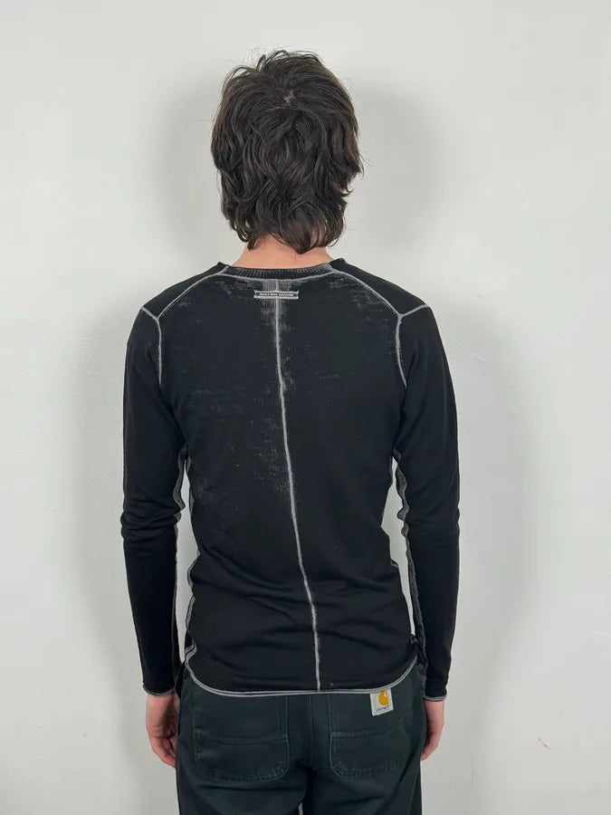 2000s Jean Paul Gaultier Irregular Black and Grey Cardigan Sweater xSfyKBm 2