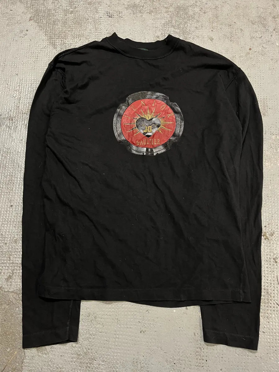 2000s Jean Paul Gaultier Junior Heart Black Longsleeves RtKxPon 0