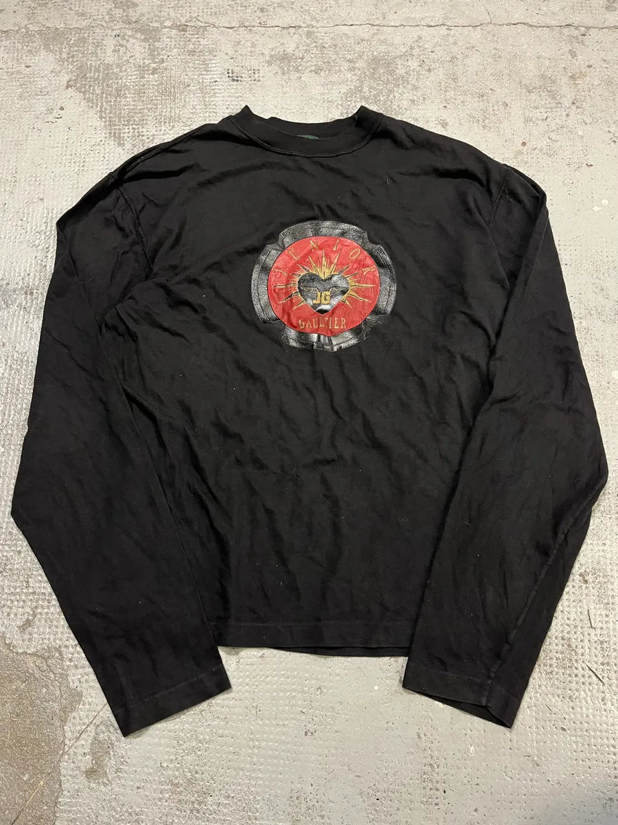 2000s Jean Paul Gaultier Junior Heart Black Longsleeves RtKxPon 3