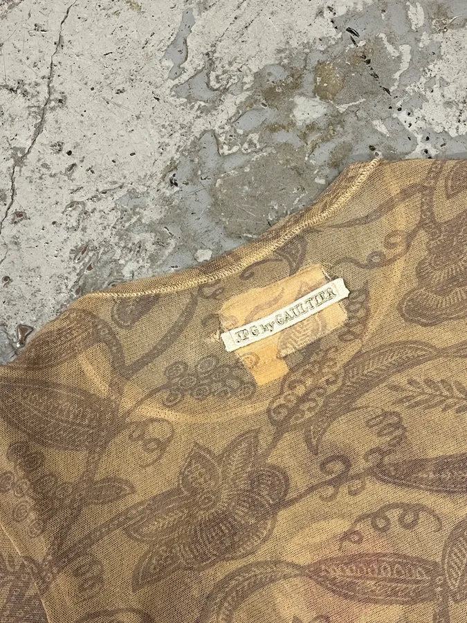 2000s Jean Paul Gaultier La Mujer Beige Longsleeves Mesh Top nhjAGfN 7