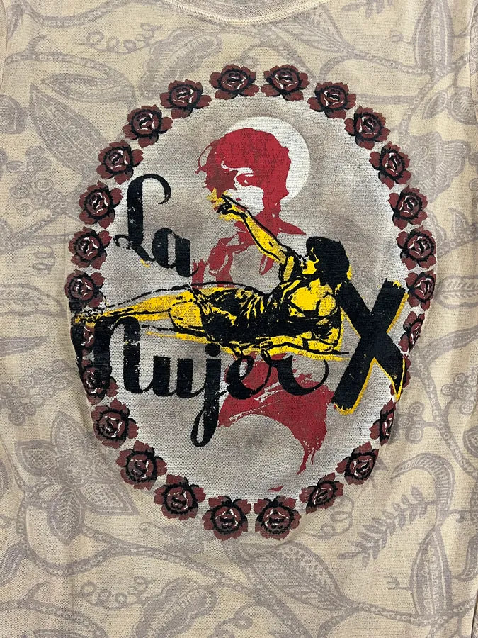 2000s Jean Paul Gaultier La Mujer Beige Longsleeves Mesh Top nhjAGfN 4