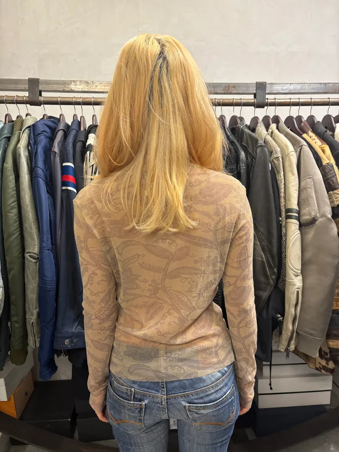 2000s Jean Paul Gaultier La Mujer Beige Longsleeves Mesh Top nhjAGfN 2