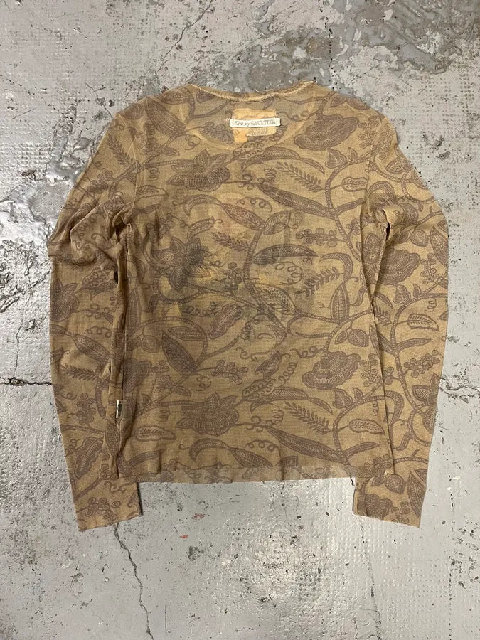 2000s Jean Paul Gaultier La Mujer Beige Longsleeves Mesh Top nhjAGfN 5