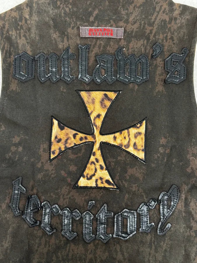 2000s Jean Paul Gaultier Leopard Cross Sleeveless Zip-up Sweater BzItmfO 7