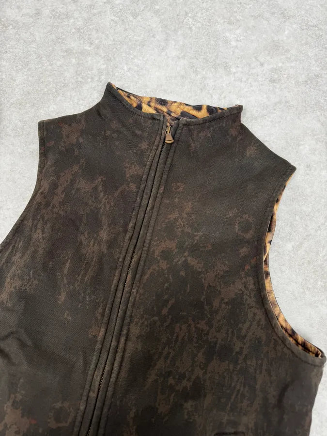 2000s Jean Paul Gaultier Leopard Cross Sleeveless Zip-up Sweater BzItmfO 4