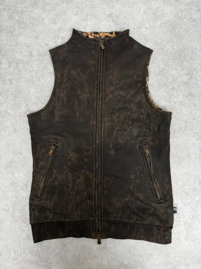 2000s Jean Paul Gaultier Leopard Cross Sleeveless Zip-up Sweater BzItmfO 0