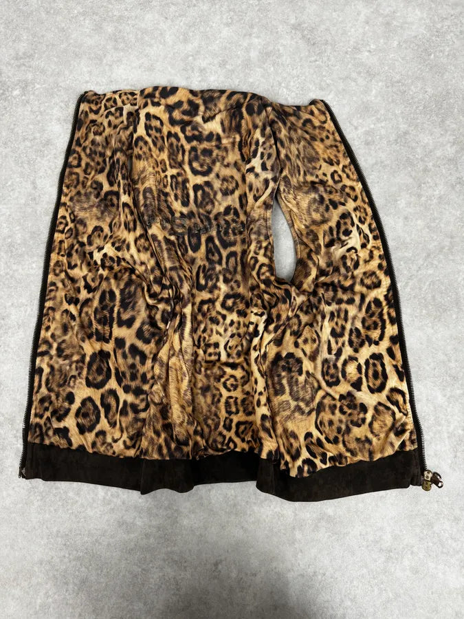 2000s Jean Paul Gaultier Leopard Cross Sleeveless Zip-up Sweater BzItmfO 6