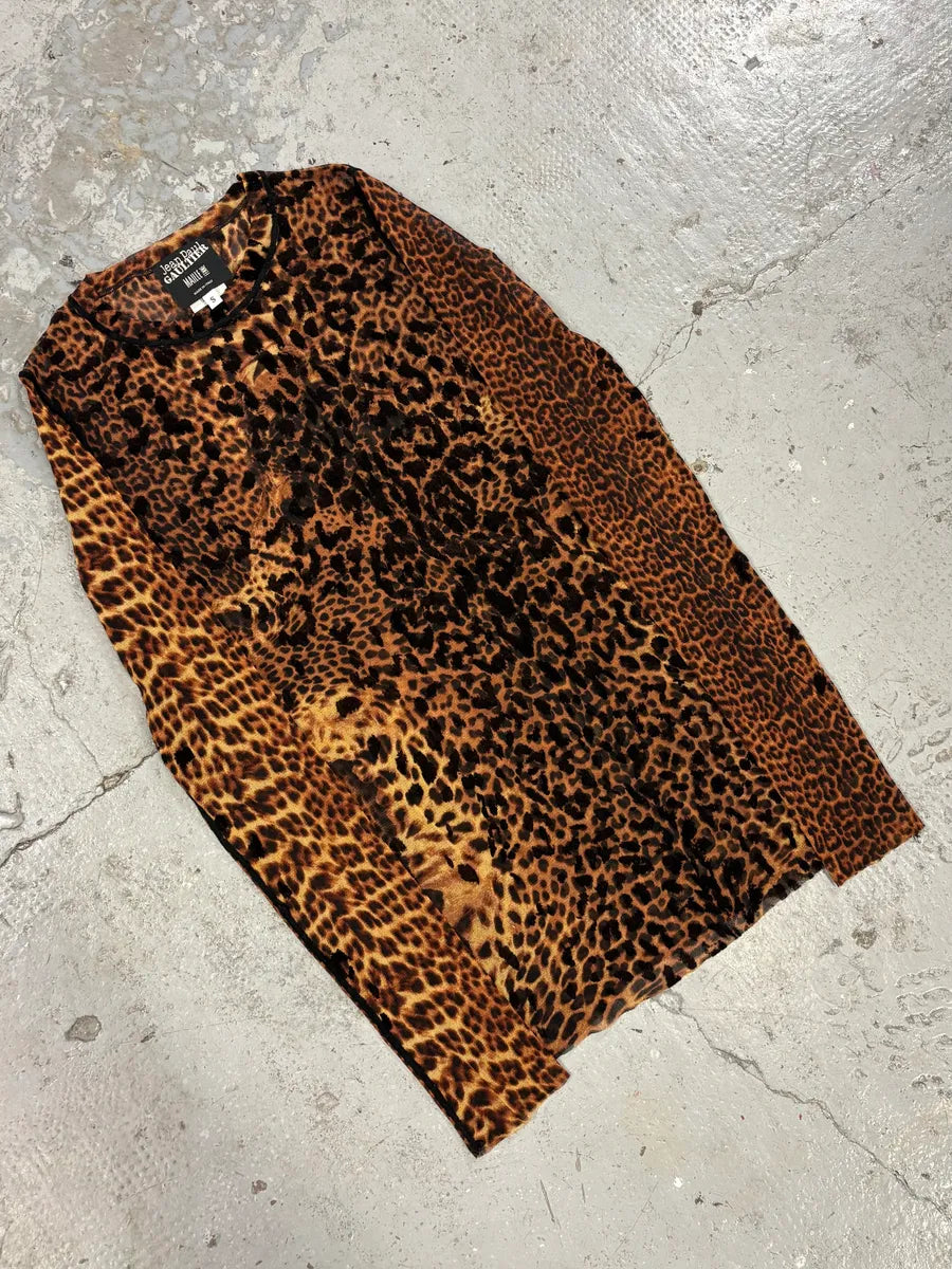 2000s Jean Paul Gaultier Leopard Savage Mesh Top Longsleeves (S) ImnkYBm 1