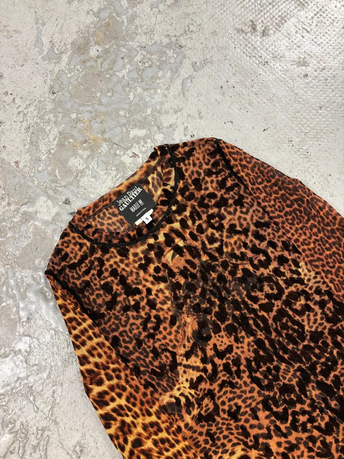 2000s Jean Paul Gaultier Leopard Savage Mesh Top Longsleeves (S) ImnkYBm 2