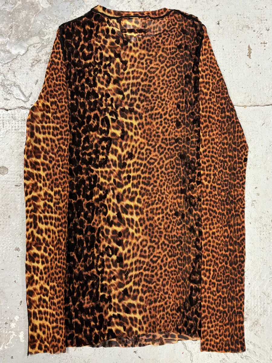 2000s Jean Paul Gaultier Leopard Savage Mesh Top Longsleeves (S) ImnkYBm 3