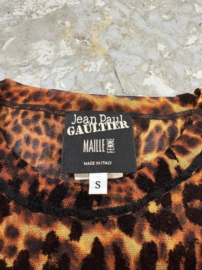 2000s Jean Paul Gaultier Leopard Savage Mesh Top Longsleeves (S) ImnkYBm 6