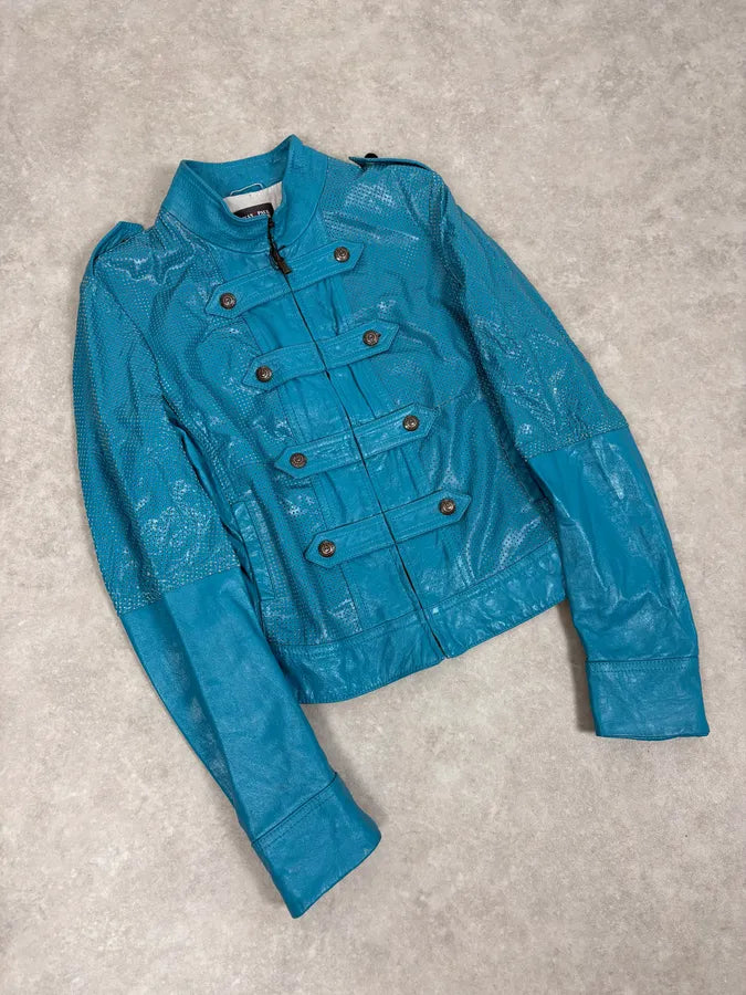 2000s Jean Paul Gaultier Light Blue Officer Leather Jacket YUKeyEk 3