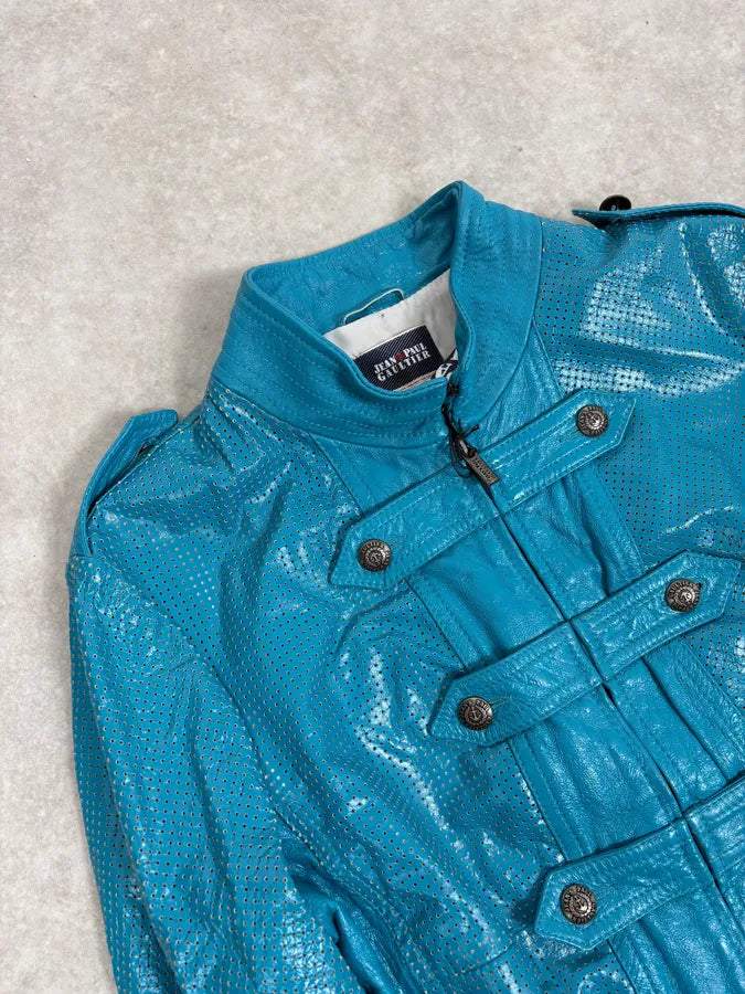 2000s Jean Paul Gaultier Light Blue Officer Leather Jacket YUKeyEk 4