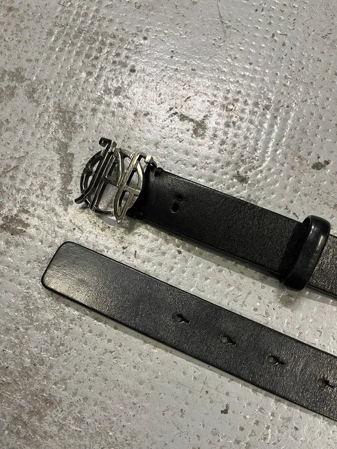 2000s Jean Paul Gaultier Logo Buckle Black Leather Belt WOKnIhH 3