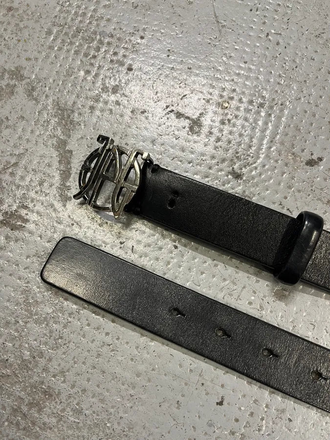 2000s Jean Paul Gaultier Logo Buckle Black Leather Belt (OS) WOKnIhH 3