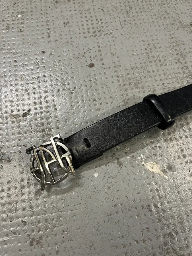 2000s Jean Paul Gaultier Logo Buckle Black Leather Belt (OS) WOKnIhH 4