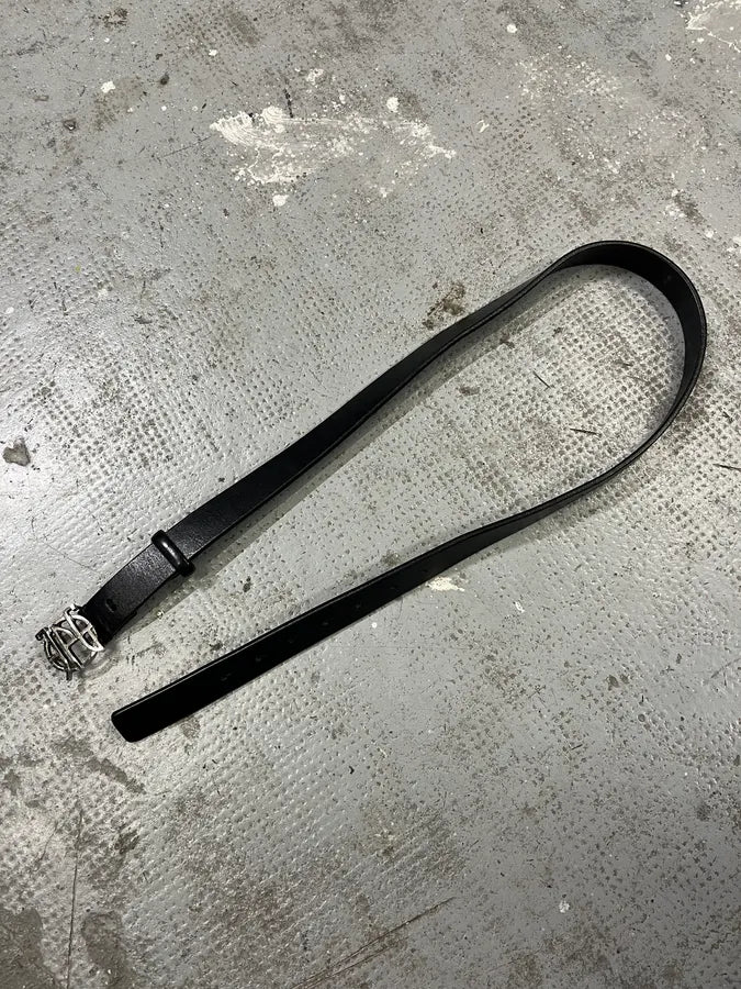 2000s Jean Paul Gaultier Logo Buckle Black Leather Belt (OS) WOKnIhH 6