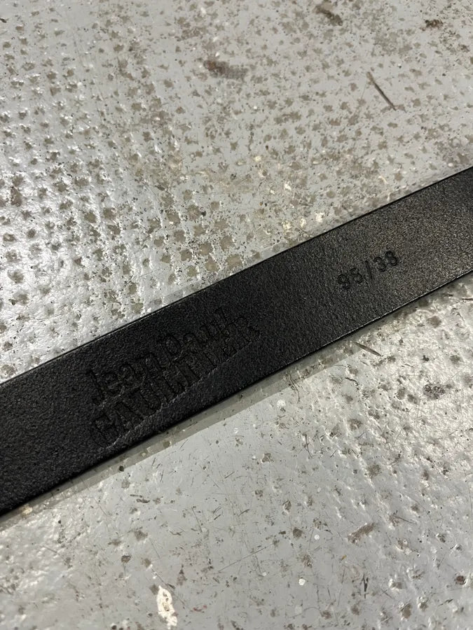 2000s Jean Paul Gaultier Logo Buckle Black Leather Belt WOKnIhH 7