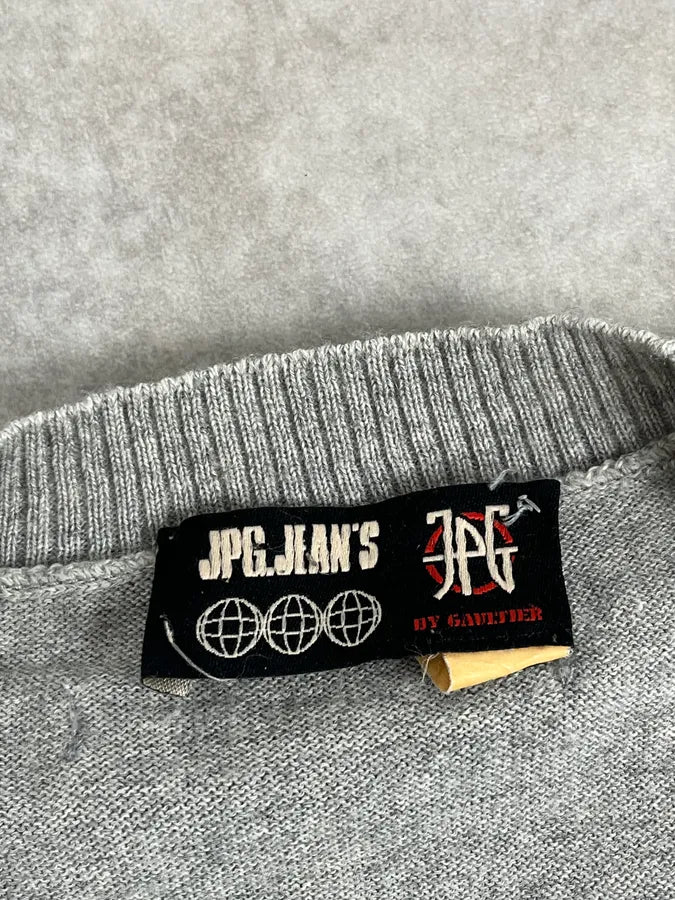 2000s Jean Paul Gaultier Logo Grey Wool Sweater MAlCDNj 7