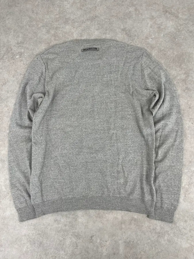 2000s Jean Paul Gaultier Logo Grey Wool Sweater MAlCDNj 6