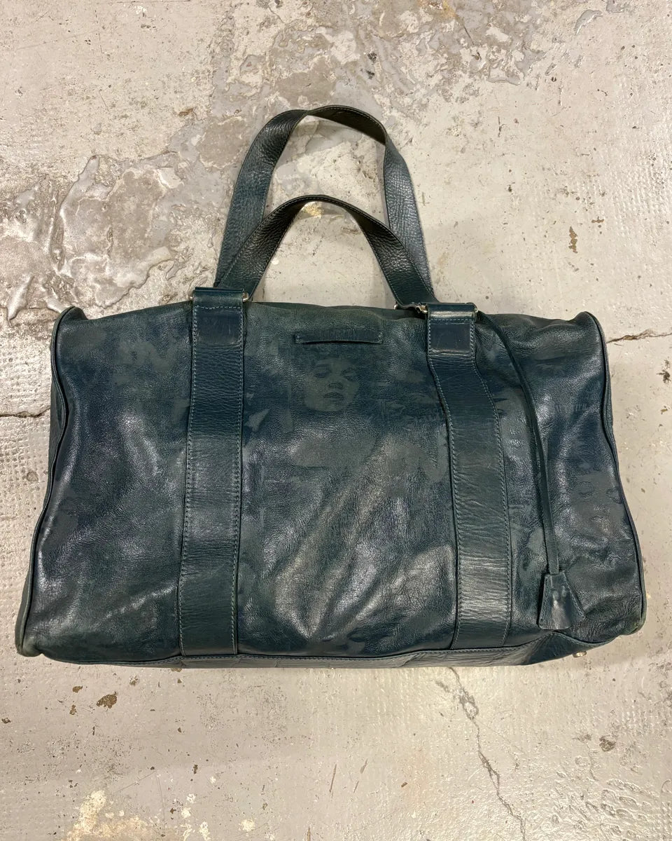 2000s Jean Paul Gaultier Marlene Dietrich Face Navy Leather Handle Bag EHUpABk 0