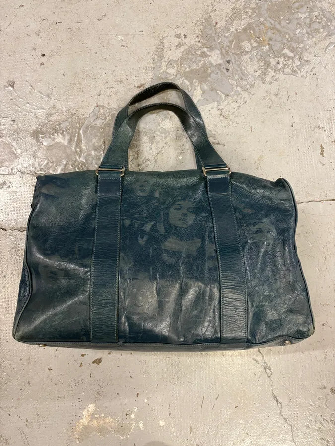 2000s Jean Paul Gaultier Marlene Dietrich Face Navy Leather Handle Bag EHUpABk 2