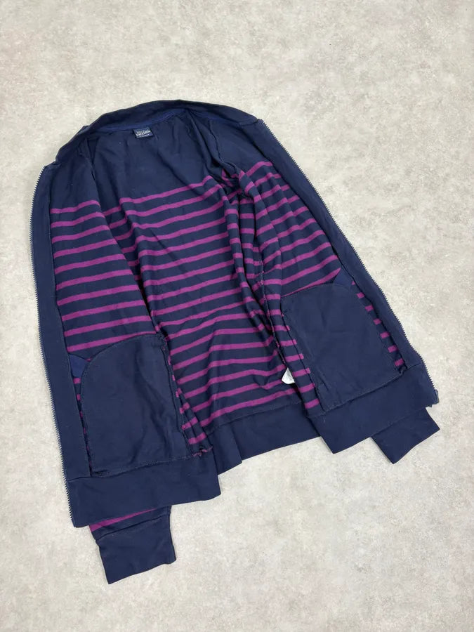 2000s Jean Paul Gaultier Naval Striped Navy & Purple Zip-up Sweater HZyelWH 6