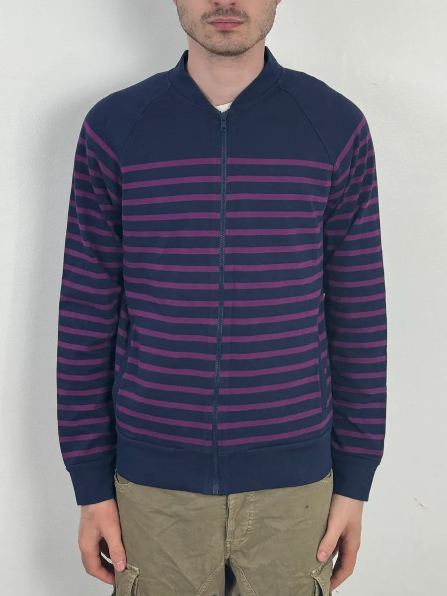 2000s Jean Paul Gaultier Naval Striped Navy & Purple Zip-up Sweater HZyelWH 1