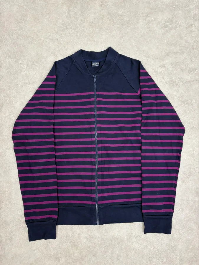 2000s Jean Paul Gaultier Naval Striped Navy & Purple Zip-up Sweater HZyelWH 0
