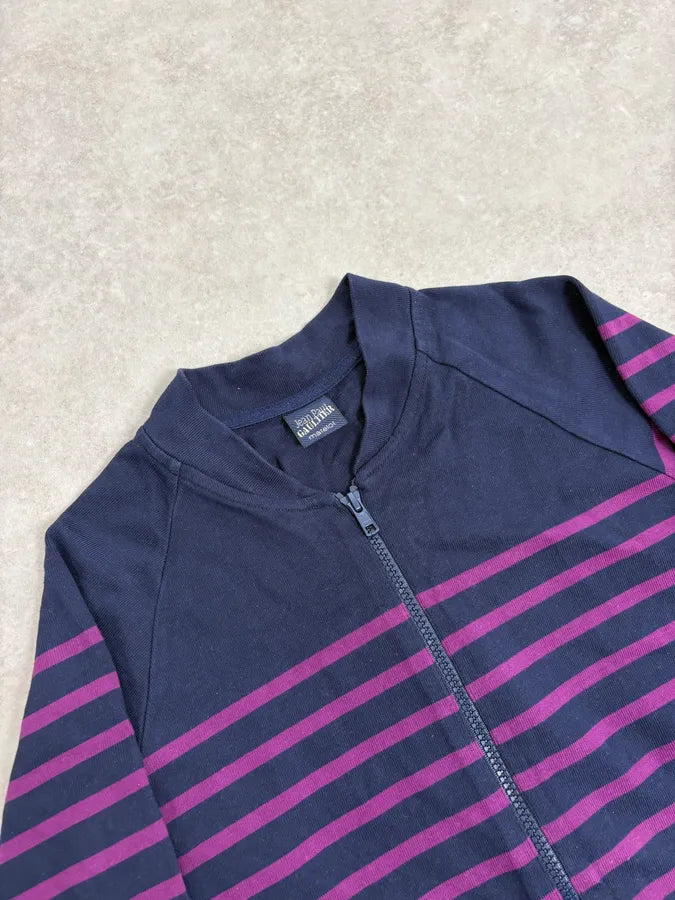 2000s Jean Paul Gaultier Naval Striped Navy & Purple Zip-up Sweater HZyelWH 4