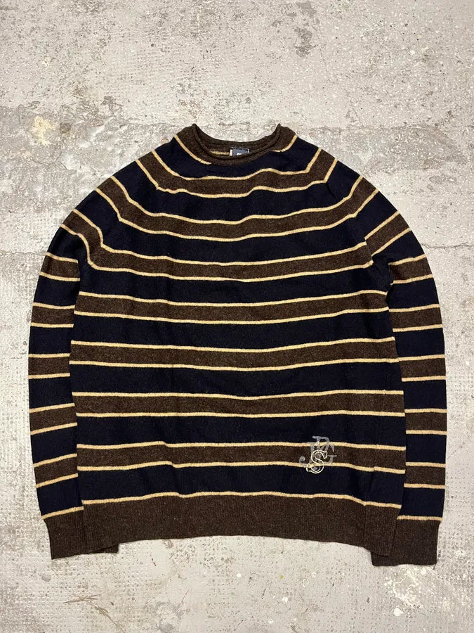 2000s Jean Paul Gaultier Navy & Brown Striped Wool Sweater (S) qydGCuO 0