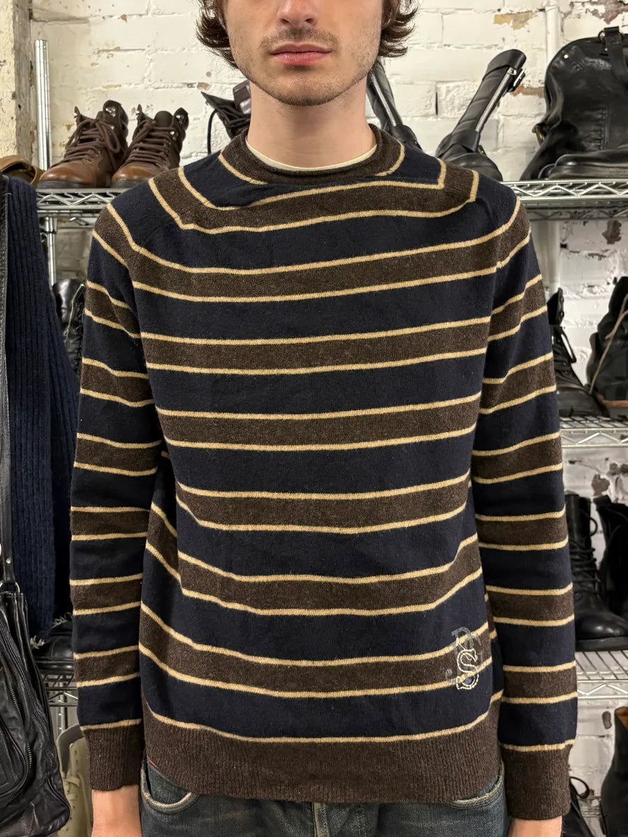 2000s Jean Paul Gaultier Navy & Brown Striped Wool Sweater (S) qydGCuO 1