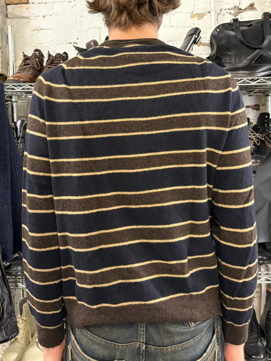 2000s Jean Paul Gaultier Navy & Brown Striped Wool Sweater (S) qydGCuO 2