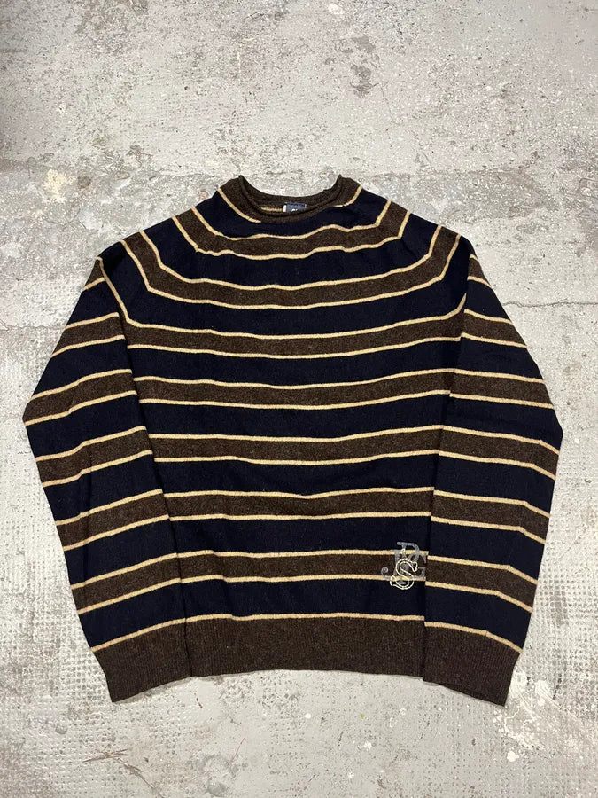 2000s Jean Paul Gaultier Navy & Brown Striped Wool Sweater (S) qydGCuO 3