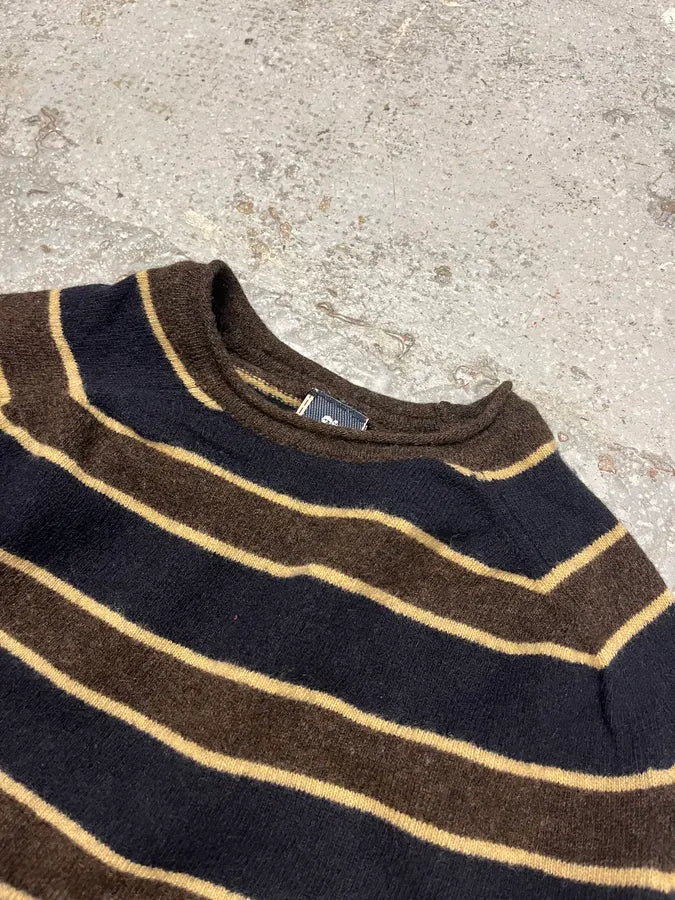 2000s Jean Paul Gaultier Navy & Brown Striped Wool Sweater (S) qydGCuO 4